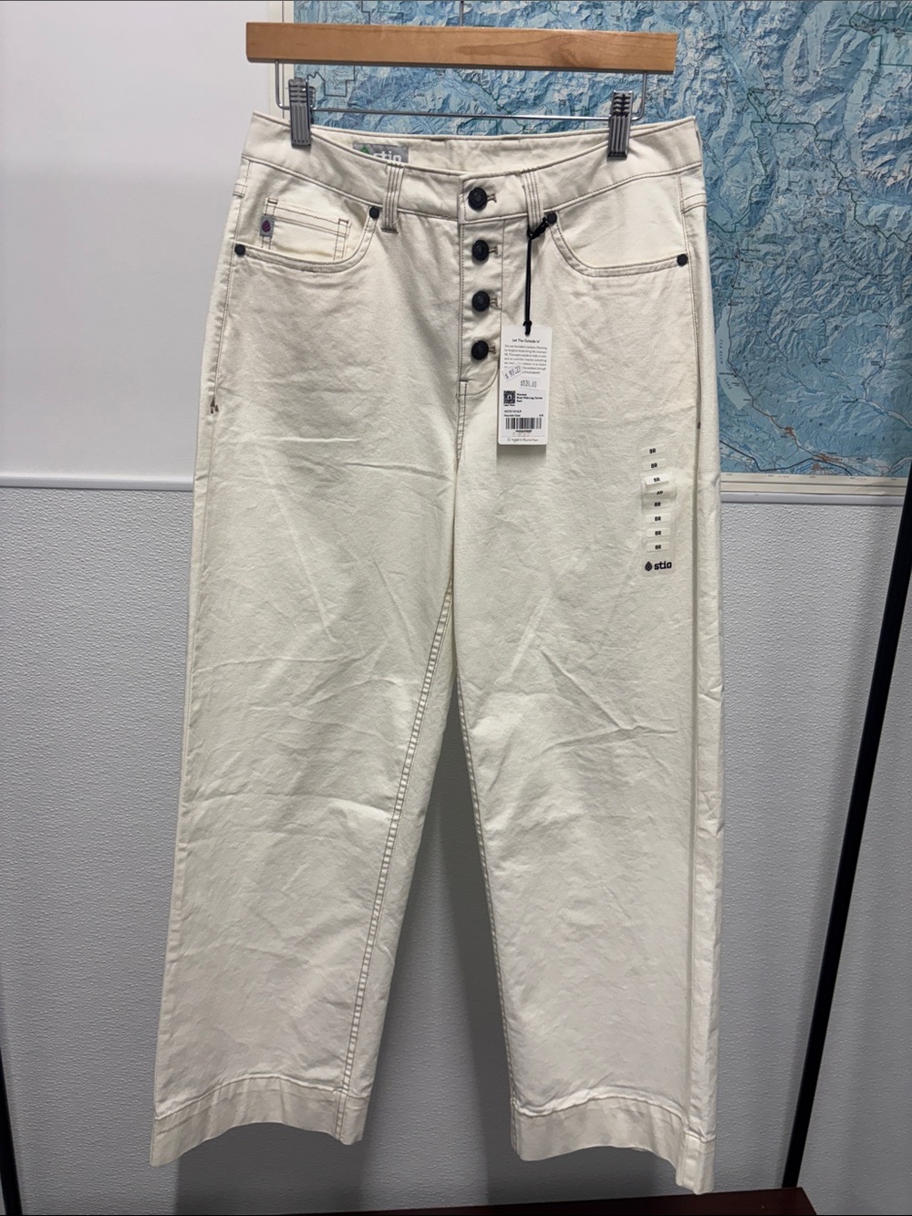 Stio Women’s. Rivet wide leg canvas pant mountain goat size 8 NWT